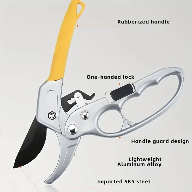 Ergonomic Pruning Shears - Titanium-Plated Alloy Steel, Quick Efficient Cuts, Labor-Saving Spring, For Garden and Fruit Picking image 6