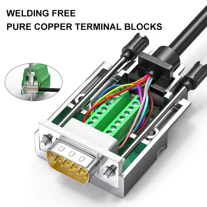 1pc DB9 DB15 DB25 DB26 Breakout Connector Solderless 9Pin 15Pin 25Pin 26Pin 37Pin D-SUB RS232 Connector 3+9 VGA Male Female Plug