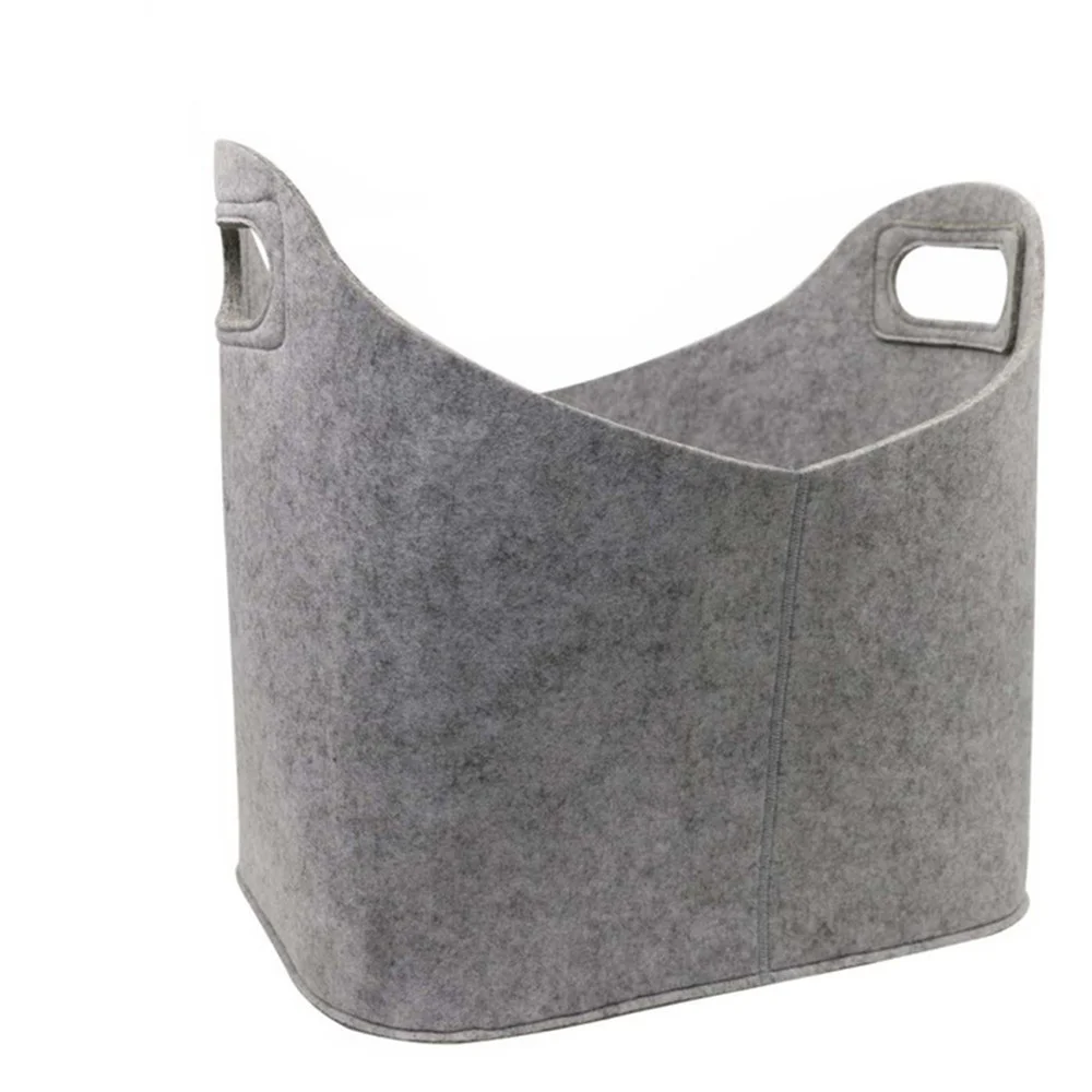 

Felt Storage Basket Durable Firewood Felt Basket Felt Storage Basket With Handle Convenient To Use Foldable Open Storage