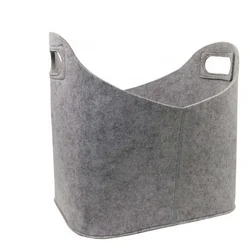 Felt Storage Basket Durable Firewood Felt Basket Felt Storage Basket With Handle Convenient To Use Foldable Open Storage