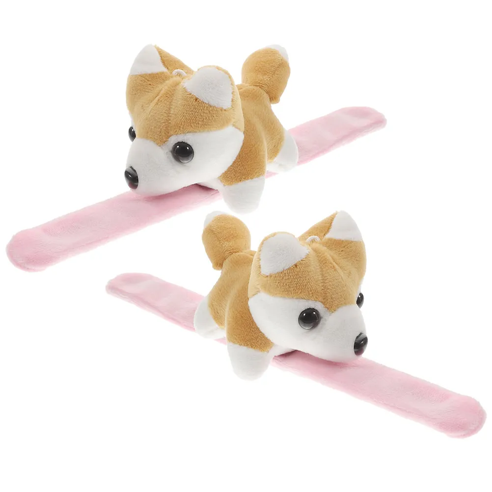 

2Pcs Slap Bracelet Animal Snap Bands Creative Cartoon Wristbands Soft Stuffed Animal Slap Bracelets Party Supplies Classroom