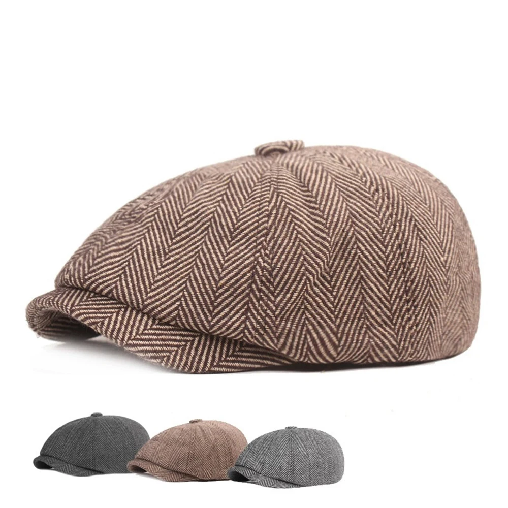 Gorro de Tweed Gatsby Newsboy para hombre, boina plana para conducir, Golf, Peaky Blinders, sombrero de hueso Unisex, otoño e invierno, nuevo