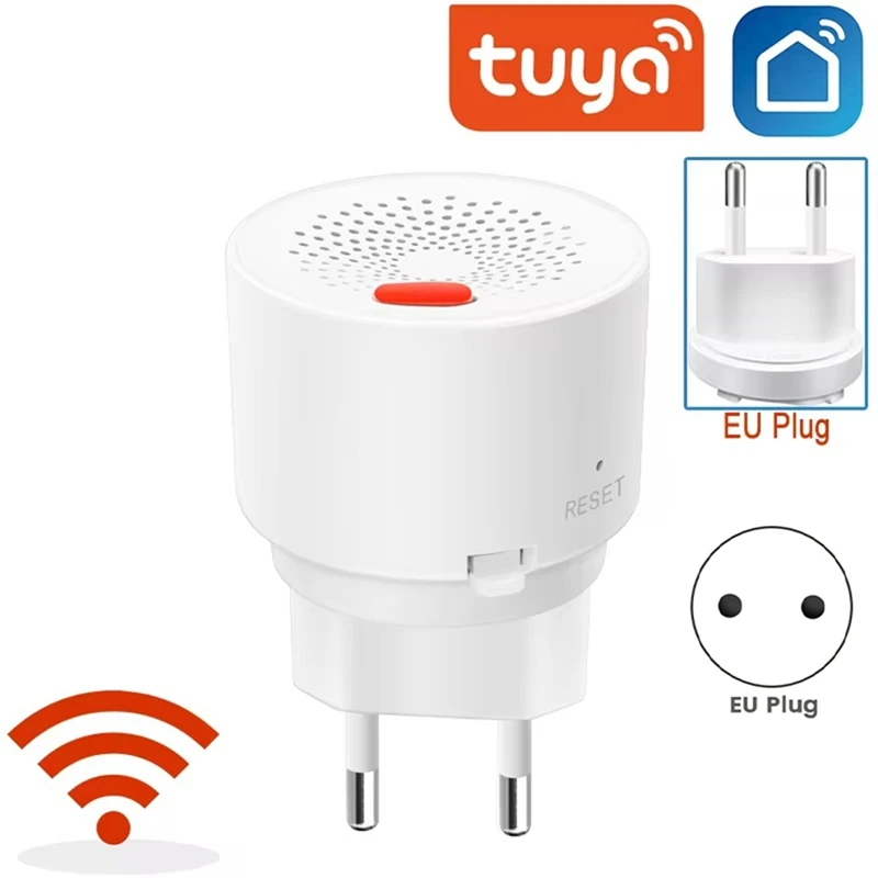 Sensor de Gas Natural WIFI COMPLETO Tuya, Detector de alarma de Gas GLP inteligente para el hogar, Sensor de fugas, enchufe europeo