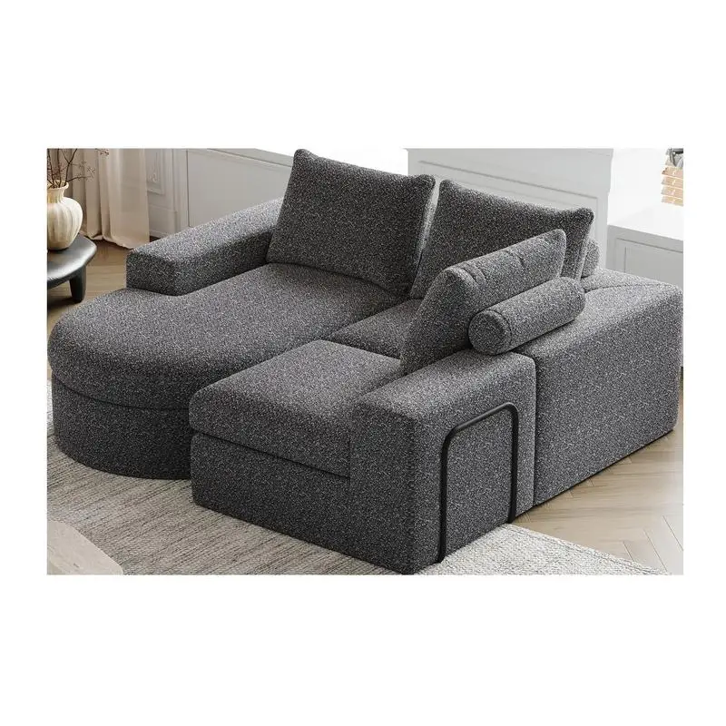 أريكة مقطعية منحنية على شكل سحابة شانيل مقاس 99 بوصة مع كرسي، أريكة حديثة على شكل حرف L، مقاعد عميقة لغرفة المعيشة أو غرفة النوم، لا #3