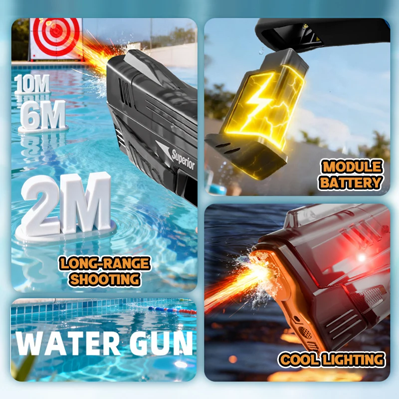 Electric Rapid-fire Water Guns Automatic Water Suction Function Water Guns Toy for Outdoor Pools Birthday Holiday Xmas Gifts