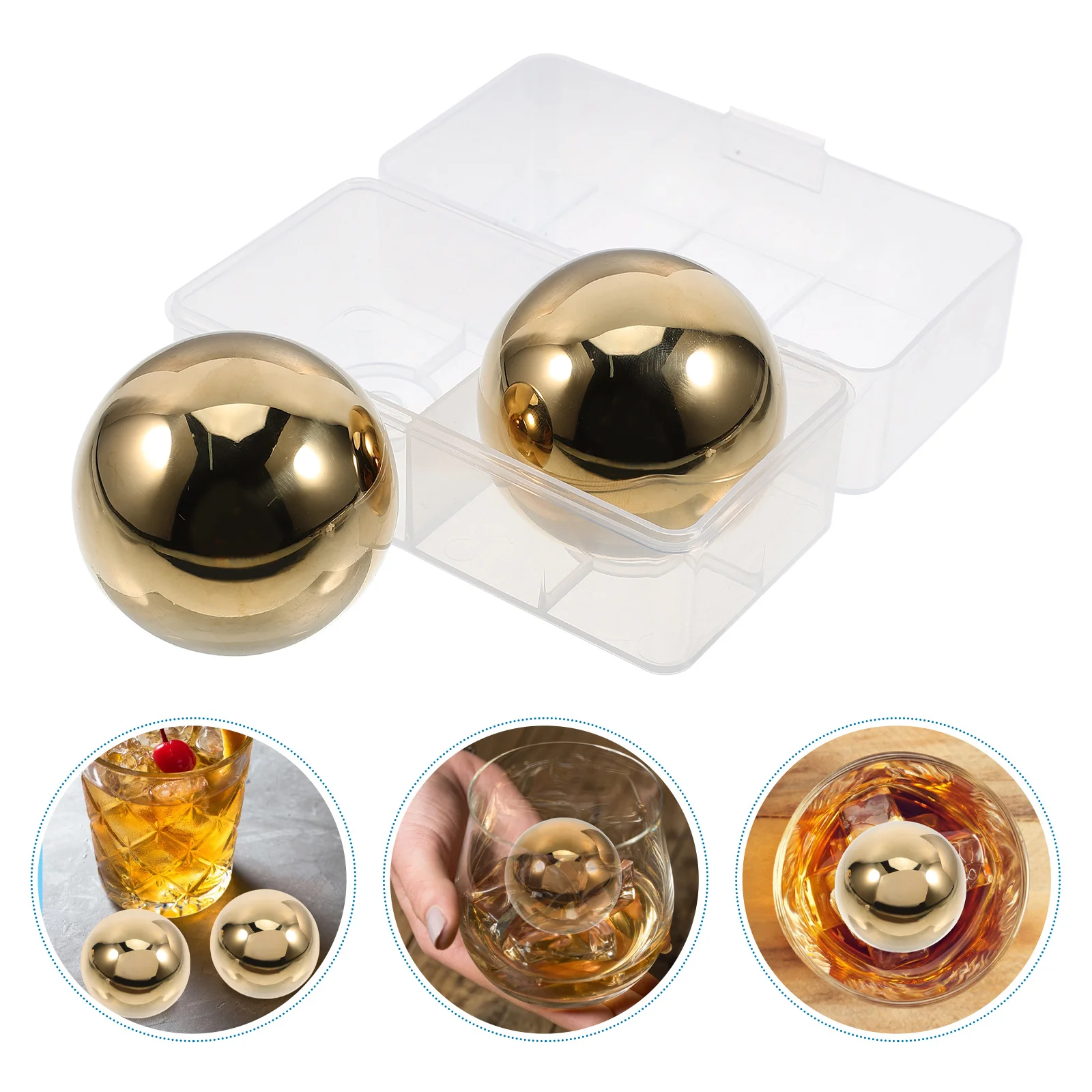 

2Pcs Ice Balls for Drinks Reusable Stainless Steel Chilling Stones Preserve Flavor Perfect Whiskey Accessories Gift for Him