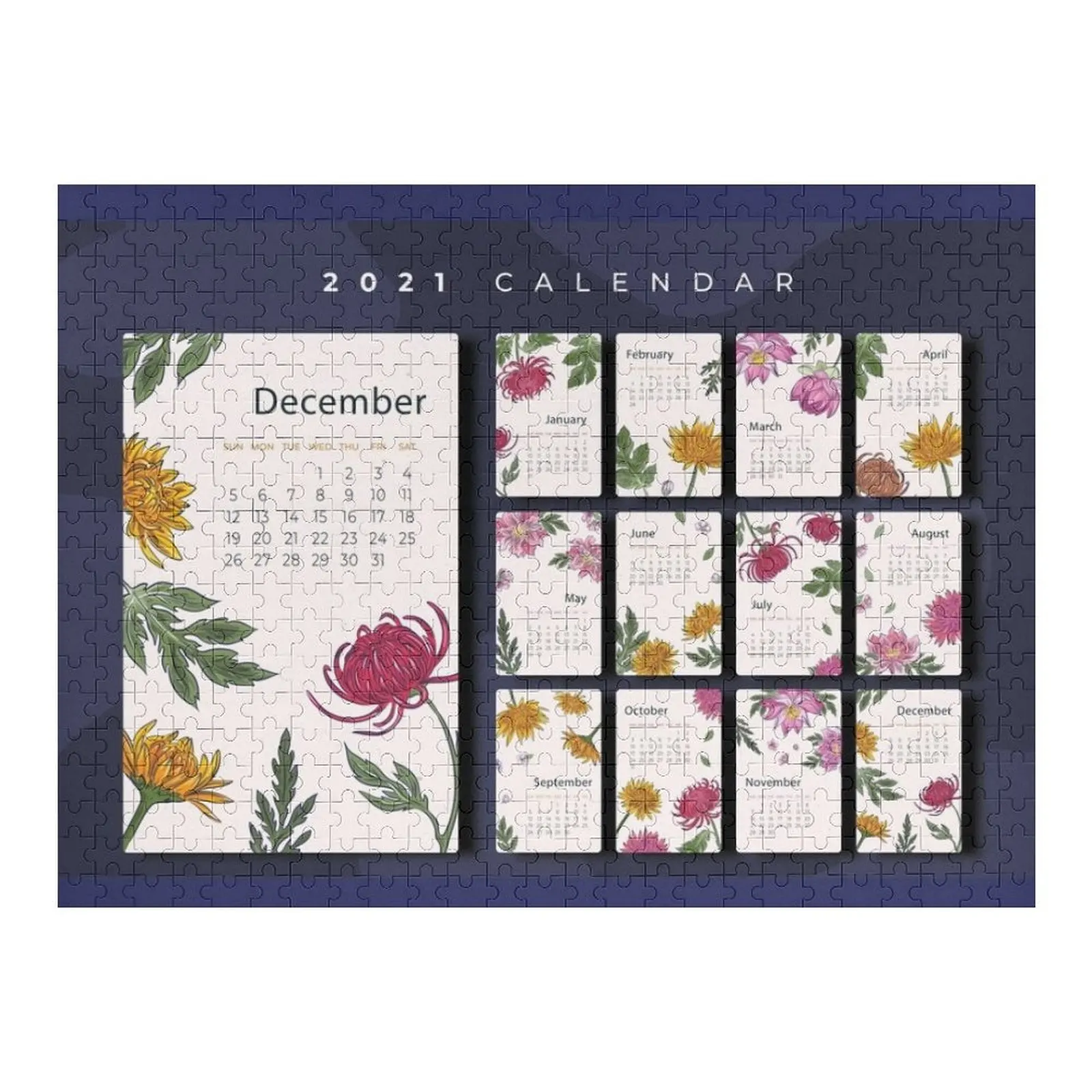 

2021 FLORAL CALENDAR Jigsaw Puzzle Christmas Gifts Custom Child Gift Personalized Name Puzzle