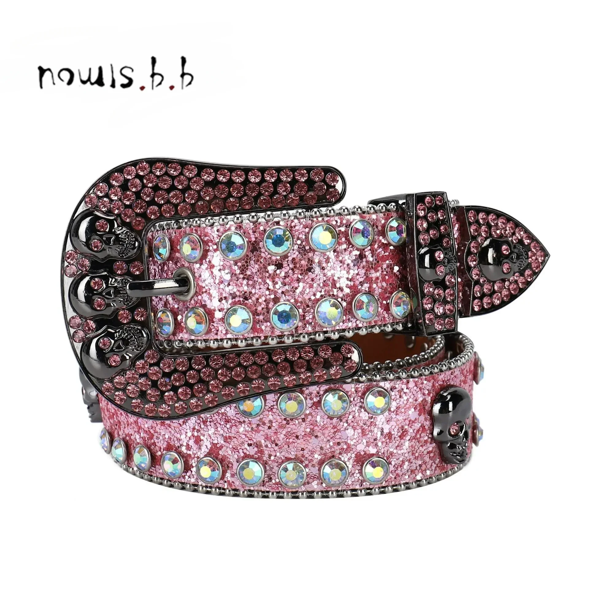 

Punk Rhinestones Belt Luxury Strap Women Men Studded Diamond Bling Cinturones Crown Belts Designer Belt For Jeans