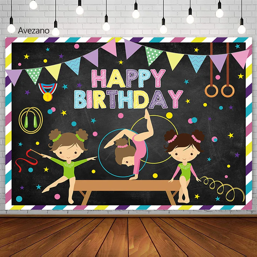 

Avezano Artistic Gymnastics Theme Photography Background Eurhythmics Girl Birthday Banner Backdrops Decor Photo Studio Photozone