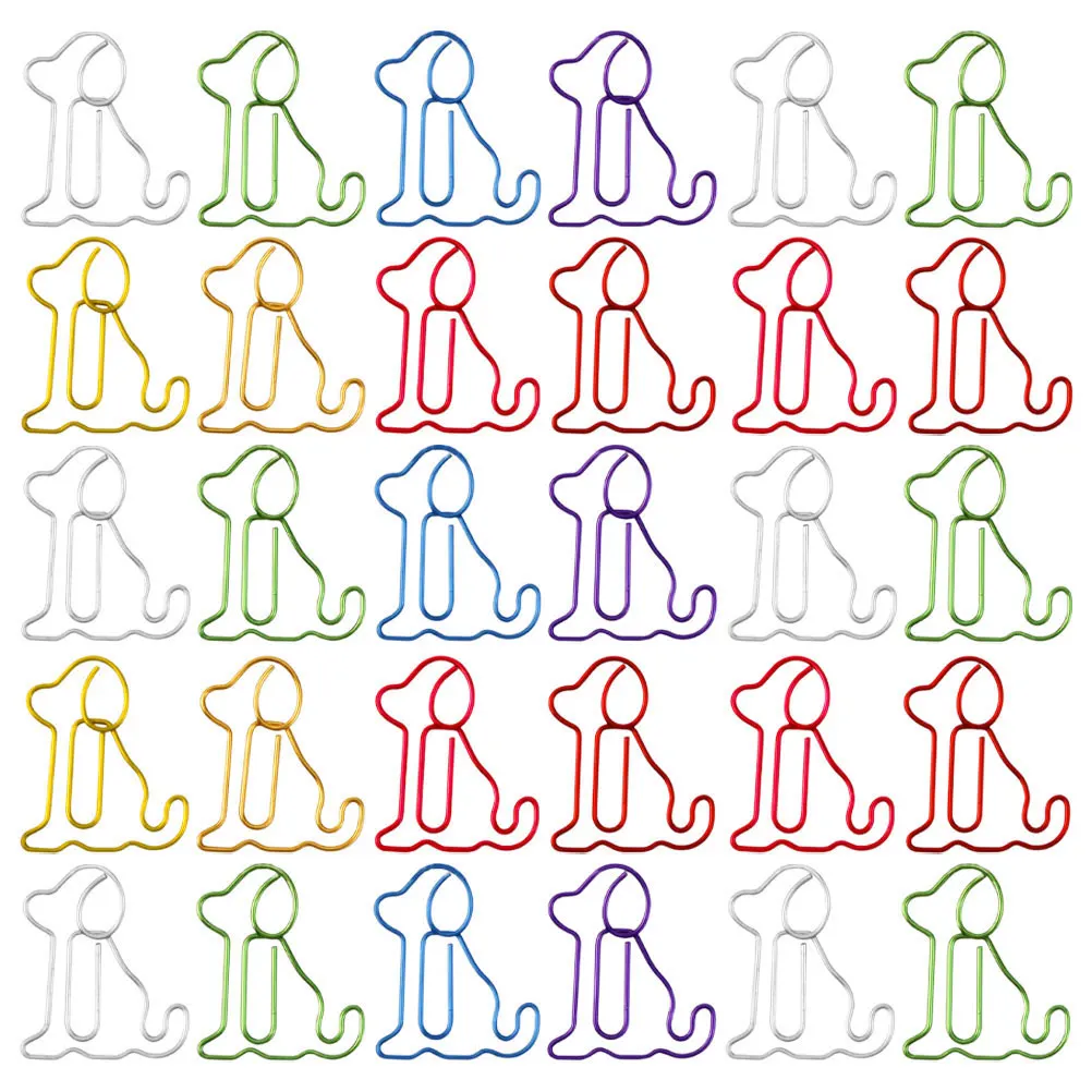 

60pcs Dog Shaped Paper Clips Cute Animal Bookmarks Multifunctional Binder Clips For Office School Supplies Decorative Book Clip