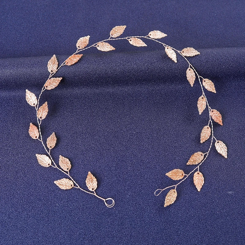 Rose Gold Color Flower Leaf Hairband Tiara For Women Party Pearl Headband Bridal Wedding Hair Accessories Jewelry Comb band Gift