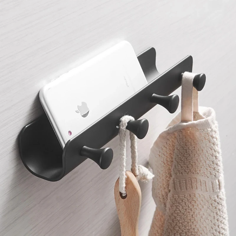 

1 Pcs Space Aluminum Hooks Bathroom Toilet Coat Hook Behind The Door Coat Hook Fitting Room Hotel Wall Hook Storage