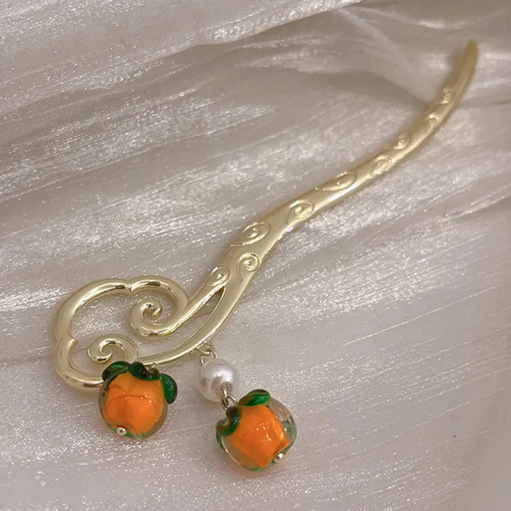 

Persimmon Hairpin Alloy Retro Hair Sticks for Buns Women Safe Durable Smooth Elegant Wedding Party Prom Night Out Gift Hair