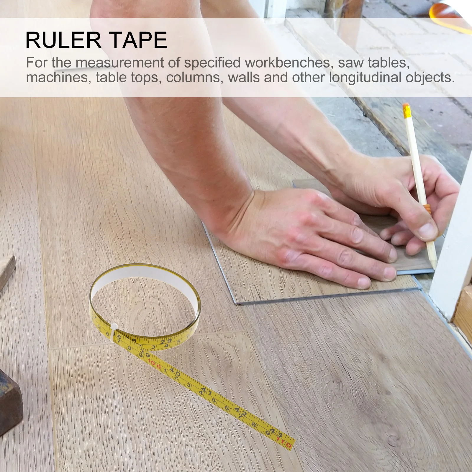 

2Pcs Sticky Ruler Tape Measure Premium Steel Material Adhesive Design for Workbenches Machines Table Tops Walls Long-Lasting