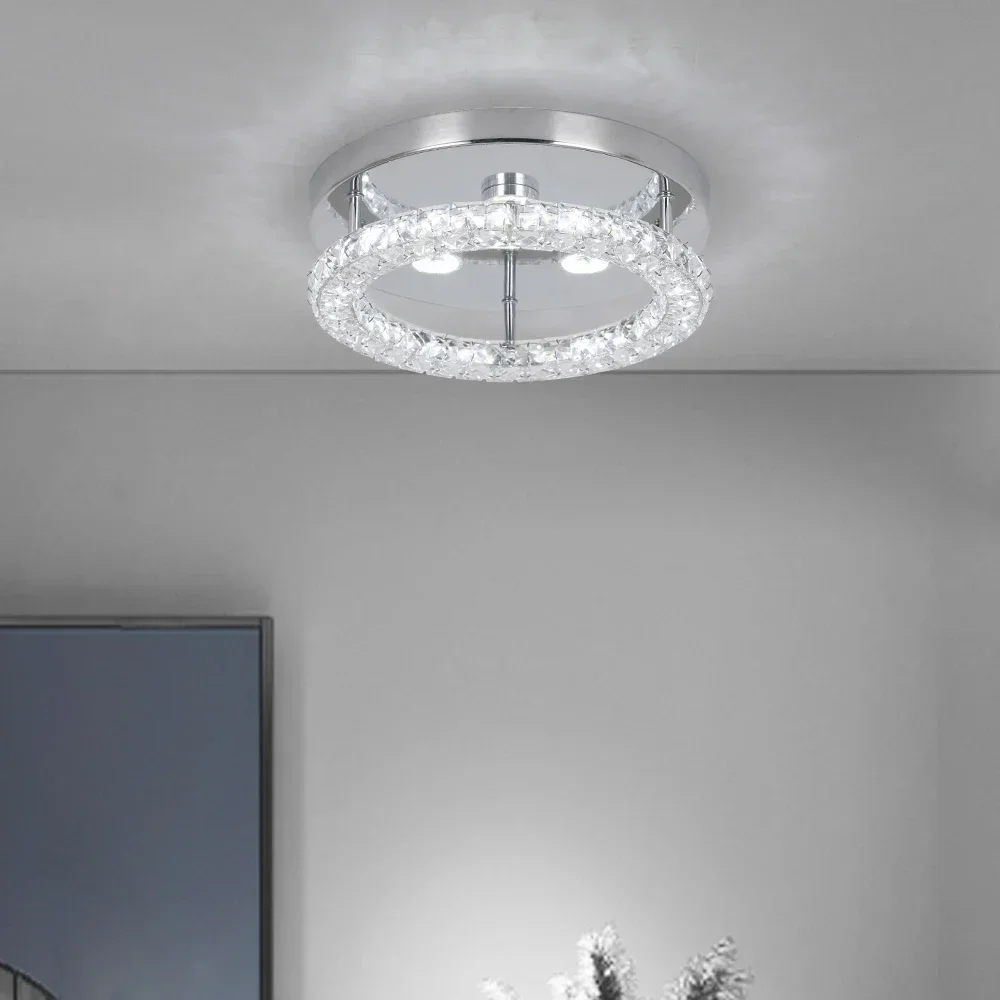 Crystal Flush Mount Ceiling Light Fixtures LED Round Square Chandelier  Fixture  Lamp for Kitchen Hallway Foyer