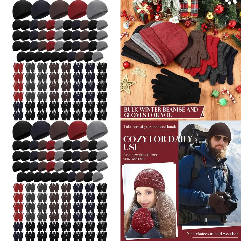 

96-Piece Unisex Winter Beanie and Glove Set for Cold Weather, Ideal for Men and Women in Need