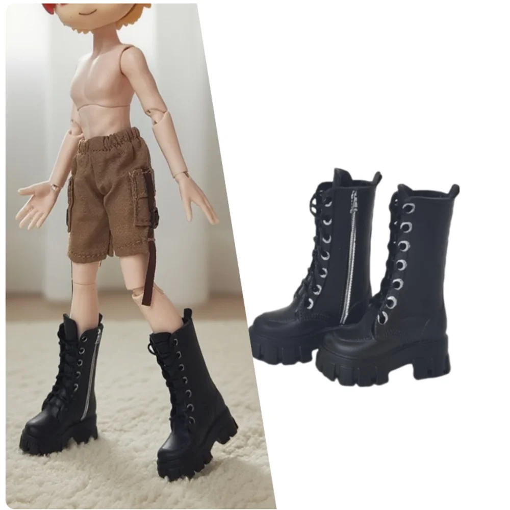 

Snail 1/12 12 Points Doll Leather Shoes Trendy Black High Top Lace Up Functional Boots Model Ashi 2.0 3.0 Bjd Body In Stock