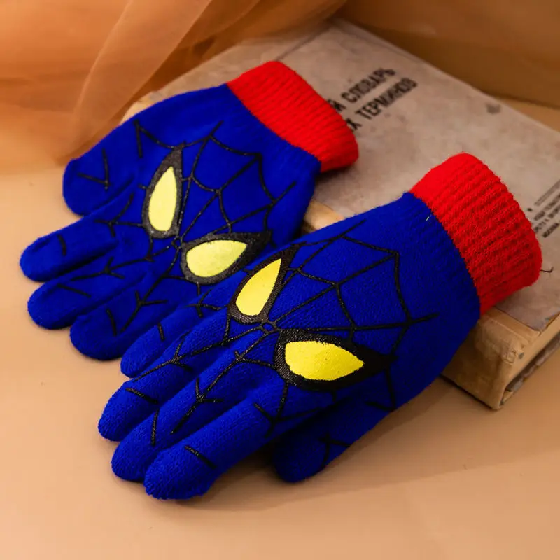 Marvels Spidermans Gloves Kids Anime Action Figures Touch Screen Gloved Boys Winter Warm Fashion Apparel Accessory Children Gift