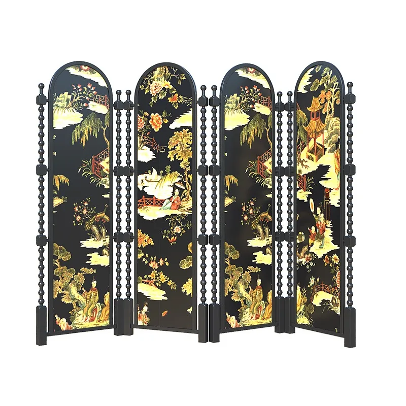 

French medieval screen partition, living room sofa background, American retro solid wood, hotel clubhouse blocking mobile