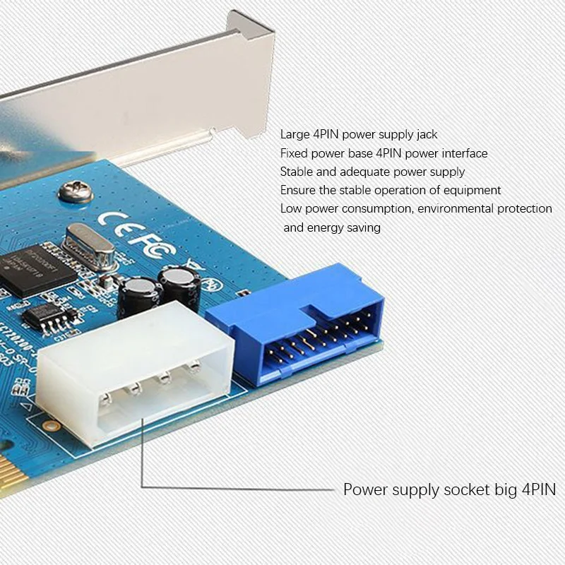 USB3.0 Expansion Card Front Large 4PIN+Small 20Pin Optical Drive/Floppy Drive Interface PICE To USB3.0 Adapter Card