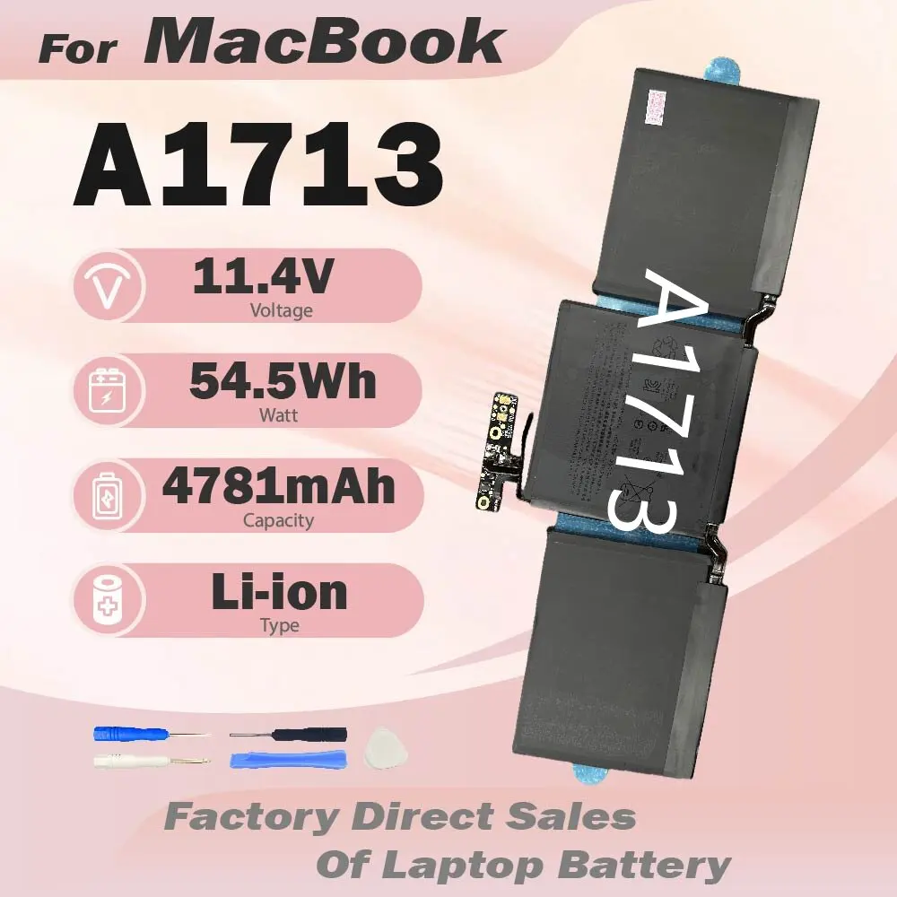 

A1713 A1708 Battery Replacement for Macbook Pro 13inch A1708 Late 2016-Mid 2017 EMC 2978 EMC3164 MPXQ2xx/A MLL42xx/A Free tools