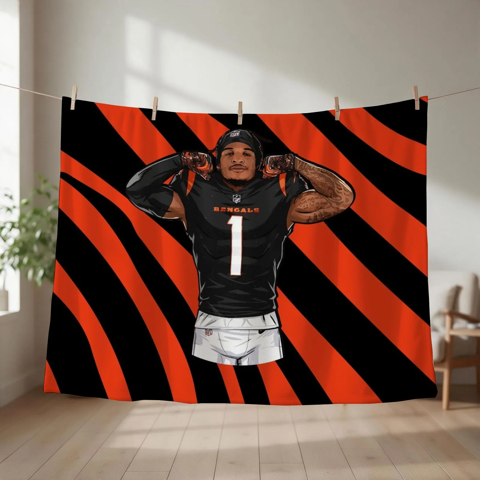 Ja'Marr Chase Throw Blanket Furrys Thermals For Travel Multi-Purpose Designers Blankets
