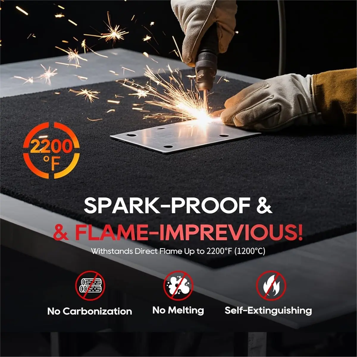 2026 New 2 Pack Welding Blanket 12x12 Inch, High Temp Resistants Carbon Felt Pad, 5mm Thick Heat Shield Fabric Withstands 2200℉