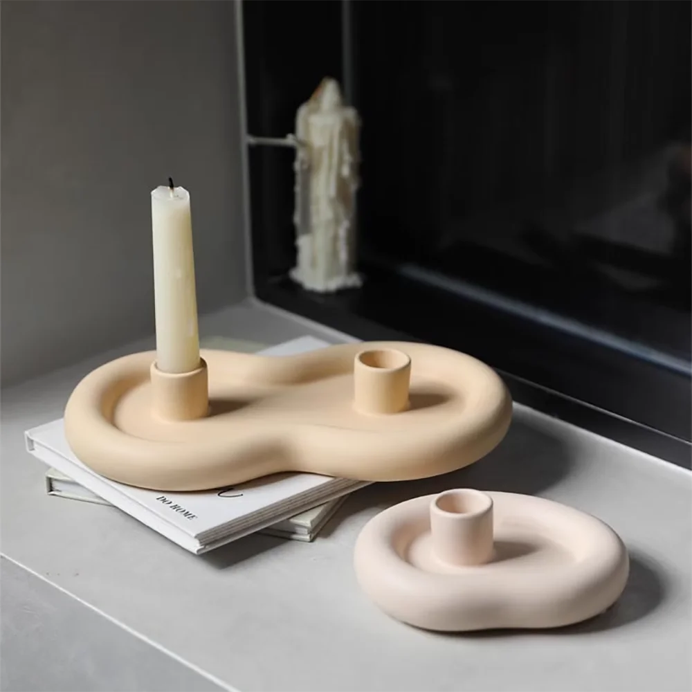 

DIY Silicone Mold for Concrete Candle Holder, Cloud Shape Cement Craft Mold, Making Romantic Gift for Wedding Home Decoration