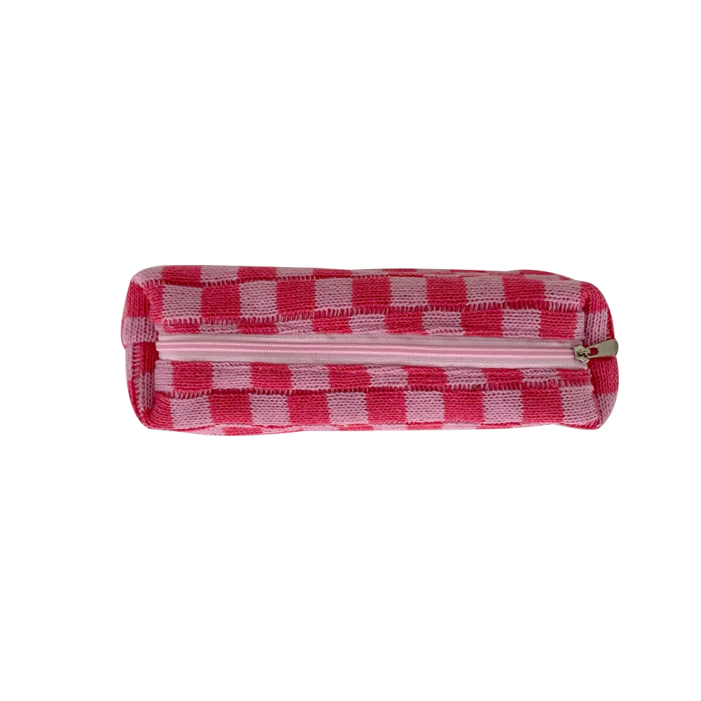 Pencil Case Multifunctional Checker High-capacity Knitted Mesh Bag Travel Cosmetic Bag Writing Case Pen Box