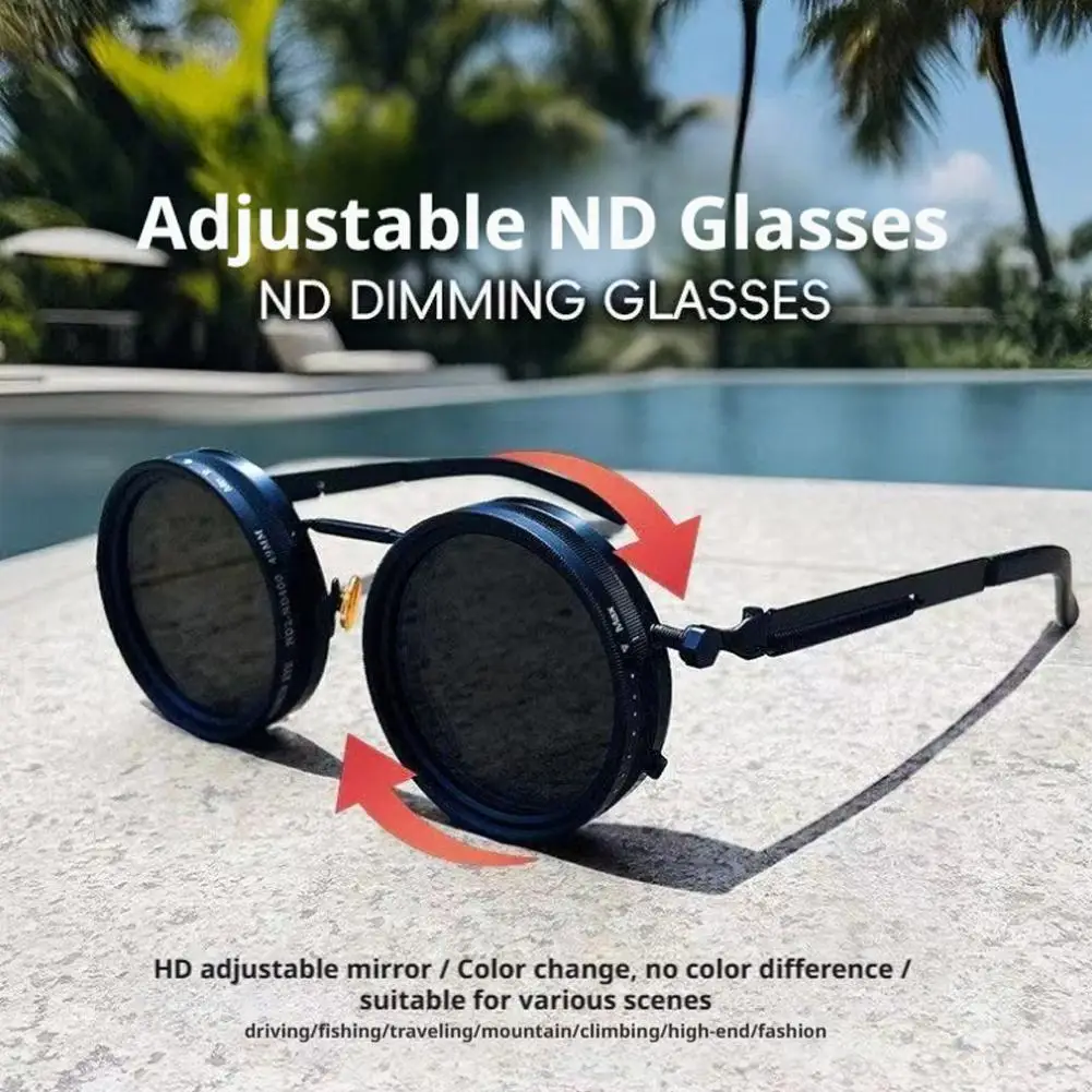 

Поляризованные круглые солнцезащитные очки мужские ND9 регулируемые солнцезащитные очки с затемнением женские ретро-панк очки для рыбалки уличные оттенки UV400