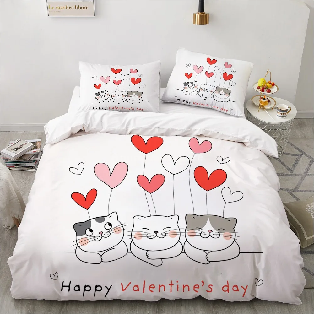 

Cartoon Love Cats Bedding Set Animal 3d Bed Linen Quilt Duvet Cover Sets Home Textile Decor Twin Single Queen King Size Fashion