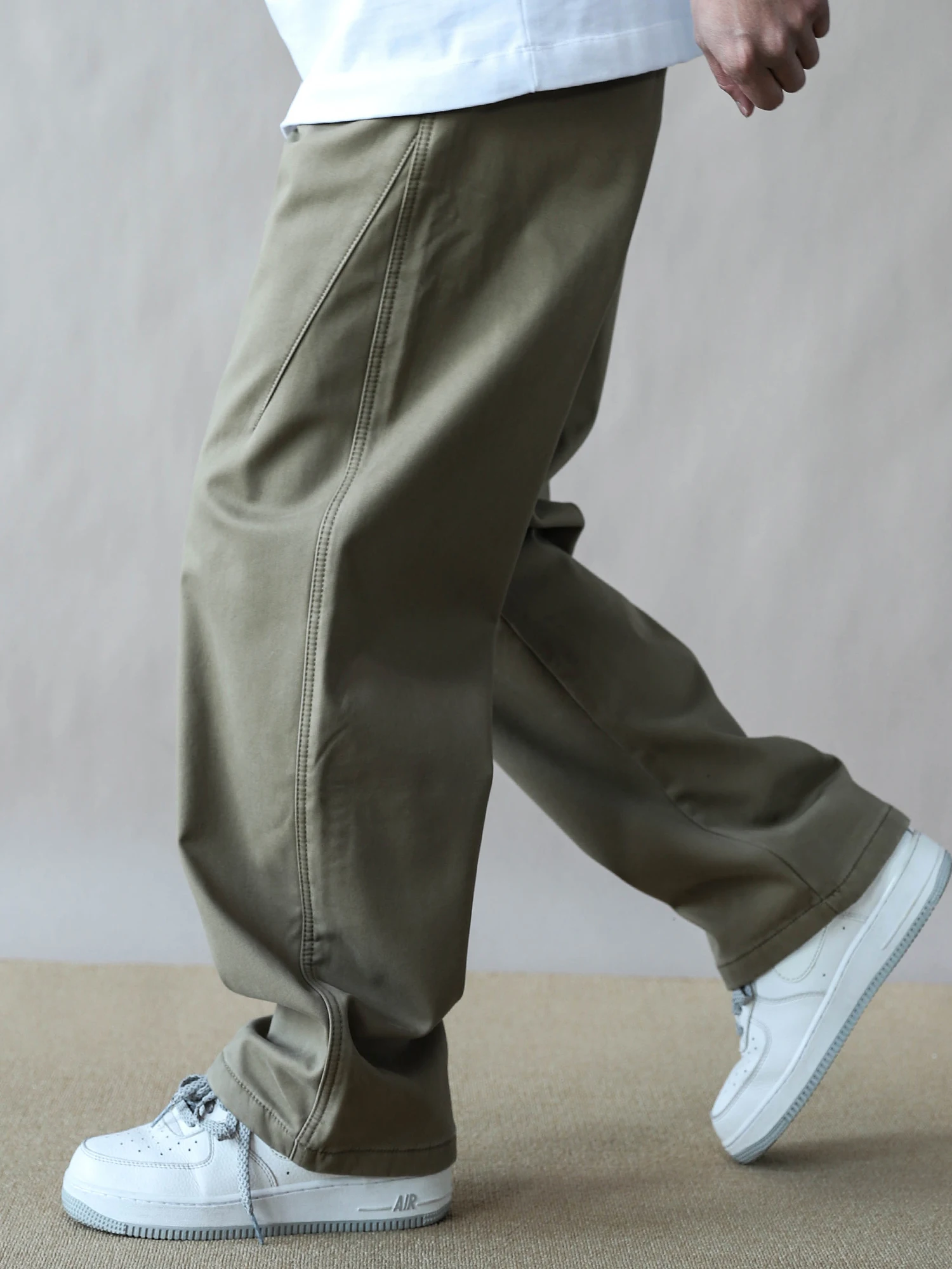 

Мужские повседневные брюки прямого кроя, утепленные флисом, свободного кроя, рабочая одежда, цвет хаки, универсальные, весенне-осенние, хлопковые