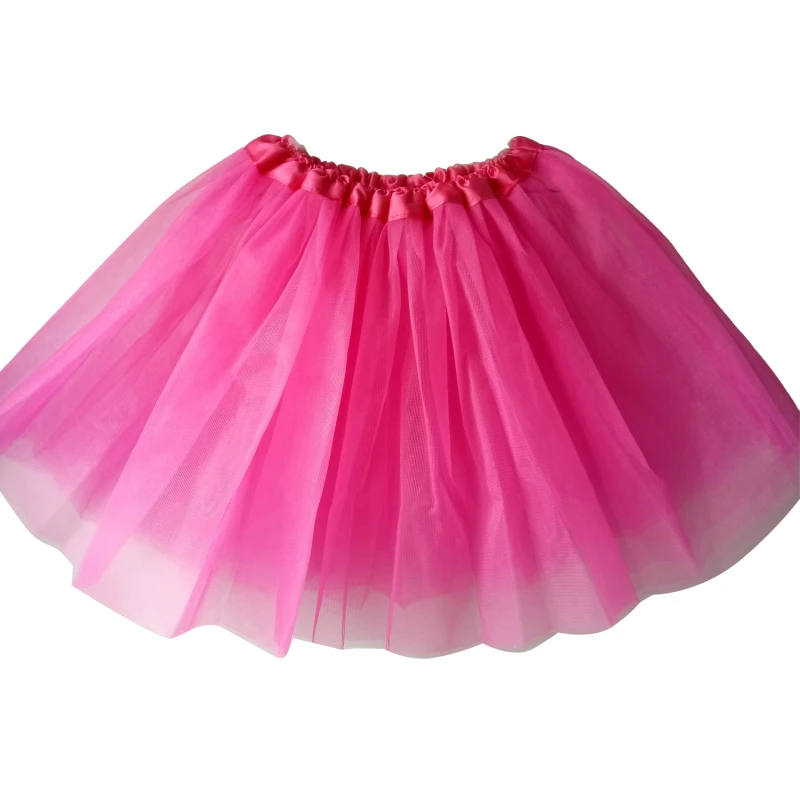 Rok Tutu dansa balet anak perempuan, Gaun lipit Mini warna polos klasik, rok Tutu dansa balet tiga lapis, gaun pesta elastis anak perempuan