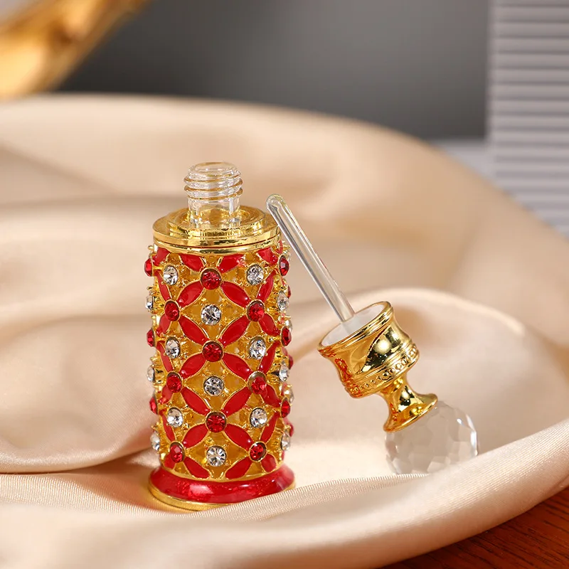 60pcs 12ML Dubai Arab Middle East High Quality Round Metal Empty Attar And Essential Oil Perfume Glass Bottles With Box