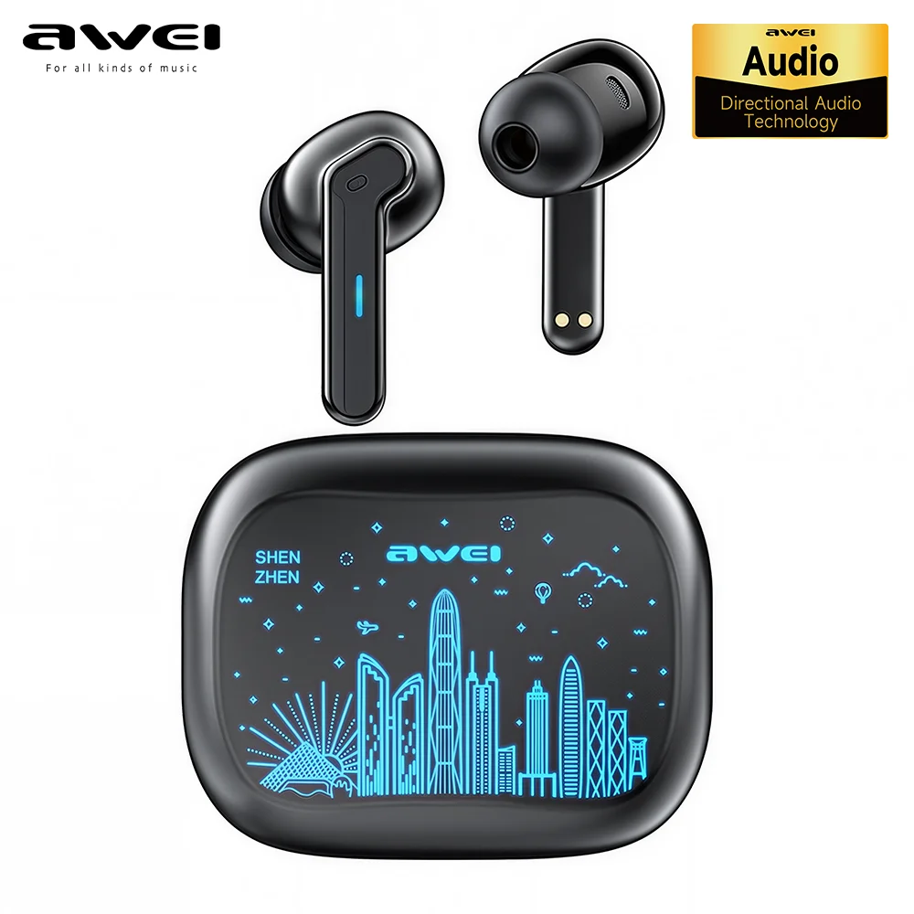 

Awei T53 TWS Bluetooth наушники, игровые беспроводные наушники, звонки, шумоподавление, наушники с Shenzhen HongKong RGB светильник
