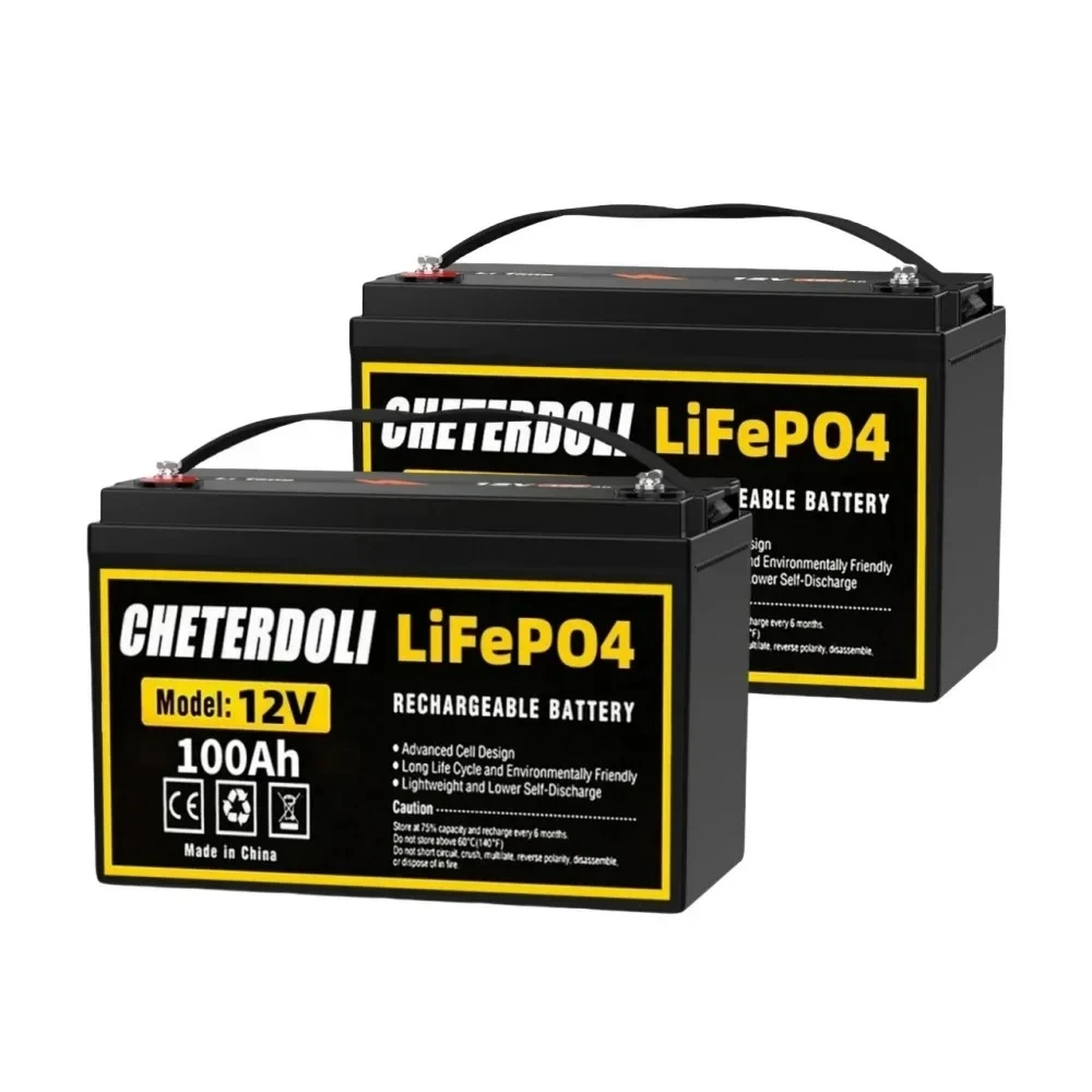 12V 100Ah Lithium Iron Phosphate Battery Packs(Built-in 100A BMS) for With RV/Vans/Trolling , Stable PowerforOutdoor& VehicleUse