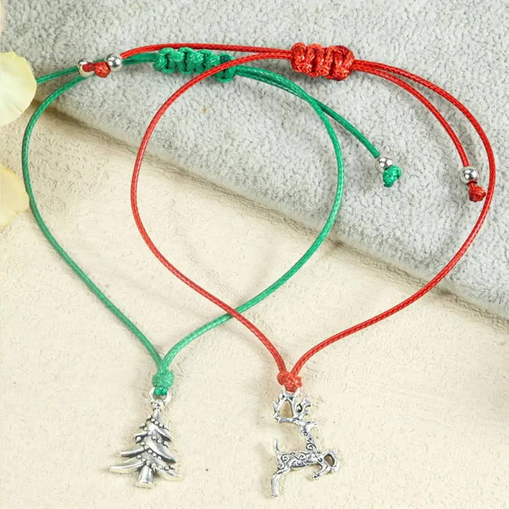 Flexible Telescopic Knot Bracelet Christmas Braided String Bracelet Adjustable Handmade Holiday Jewelry Metal for Men for Women