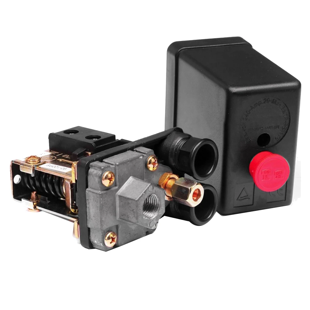 【NOVO】1 Pcs Medidor de verificação de pressão do compressor de ar sem óleo Válvula de saída ajustável do compressor de ar silencioso 175Psi