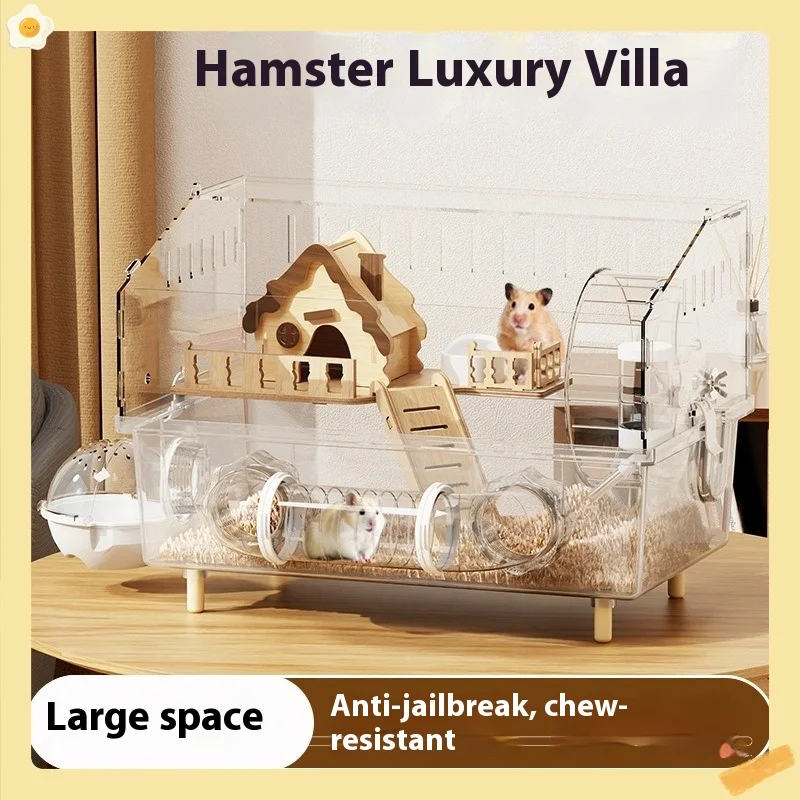 

Hamster Cage Cage For Hamster Luxury Villa Transparent Large Space Acrylic Pet Habitat Small Animal House Dwarf Rat Accessories