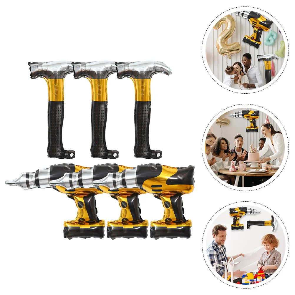 

6 Pcs Fathers Day Balloon Tool Aluminum Film Birthday Party Balloons Repair Boys