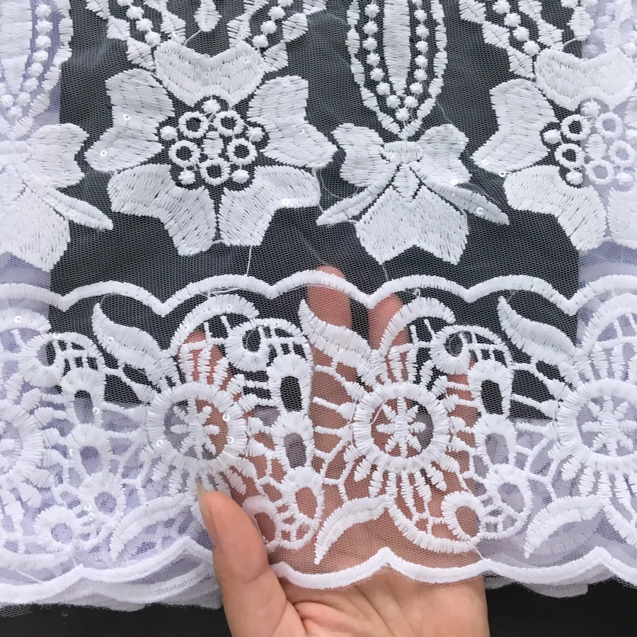 الأبيض الأفريقي جبر الحبل الدانتيل الترتر الأقمشة عالية الجودة للذوبان في الماء الدانتيل التطريز فساتين الحفلات للنساء ، 2.5 ياردة 4458