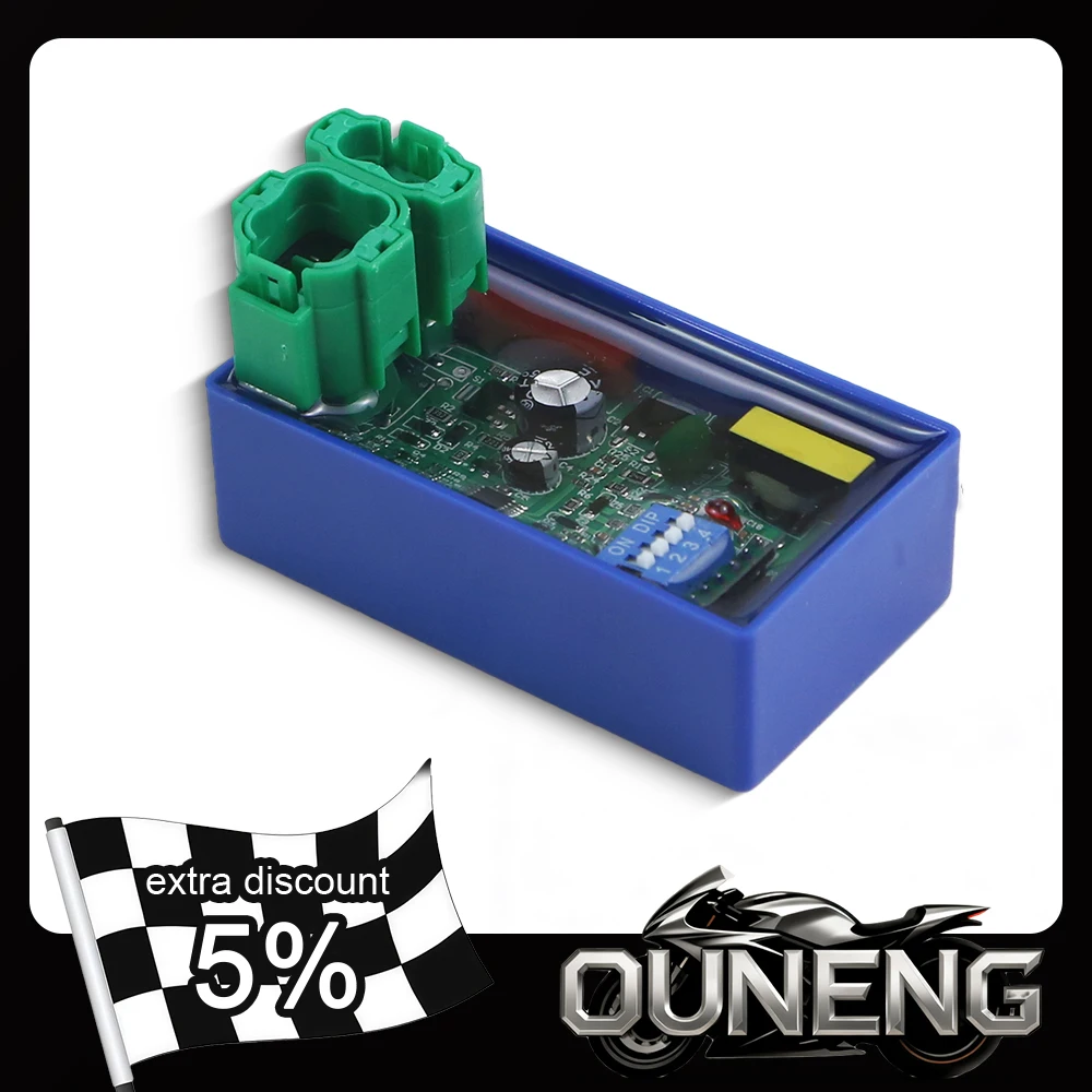

Racing DC CDI With DIP Switch 6 Pin Speed Limit 4000-12000RPM For XL125 XR200 CG125 AKT125 RX125 FT150 SBR150