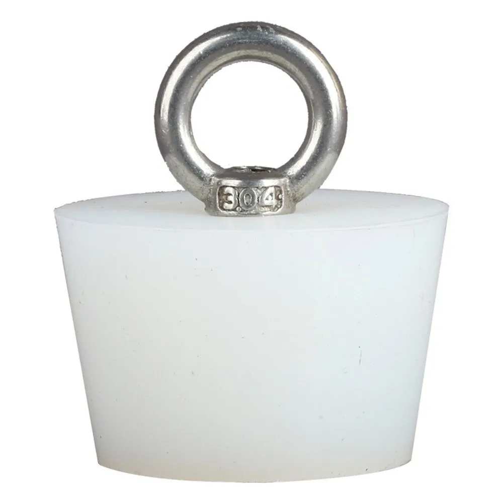 Tapered Silicone Rubber Stopper Waterproof Solid Sealing Plug Bung with Steel D Ring Universal Conical Silicone Stopper