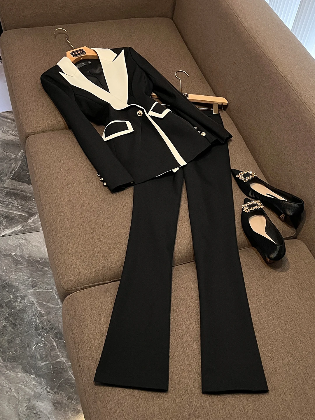 

Ele женский костюм, комплект спецодежды Sle Commute Faion Slim Fit Long Sve, осенний рабочий наряд по индивидуальному заказу Godd Vibes