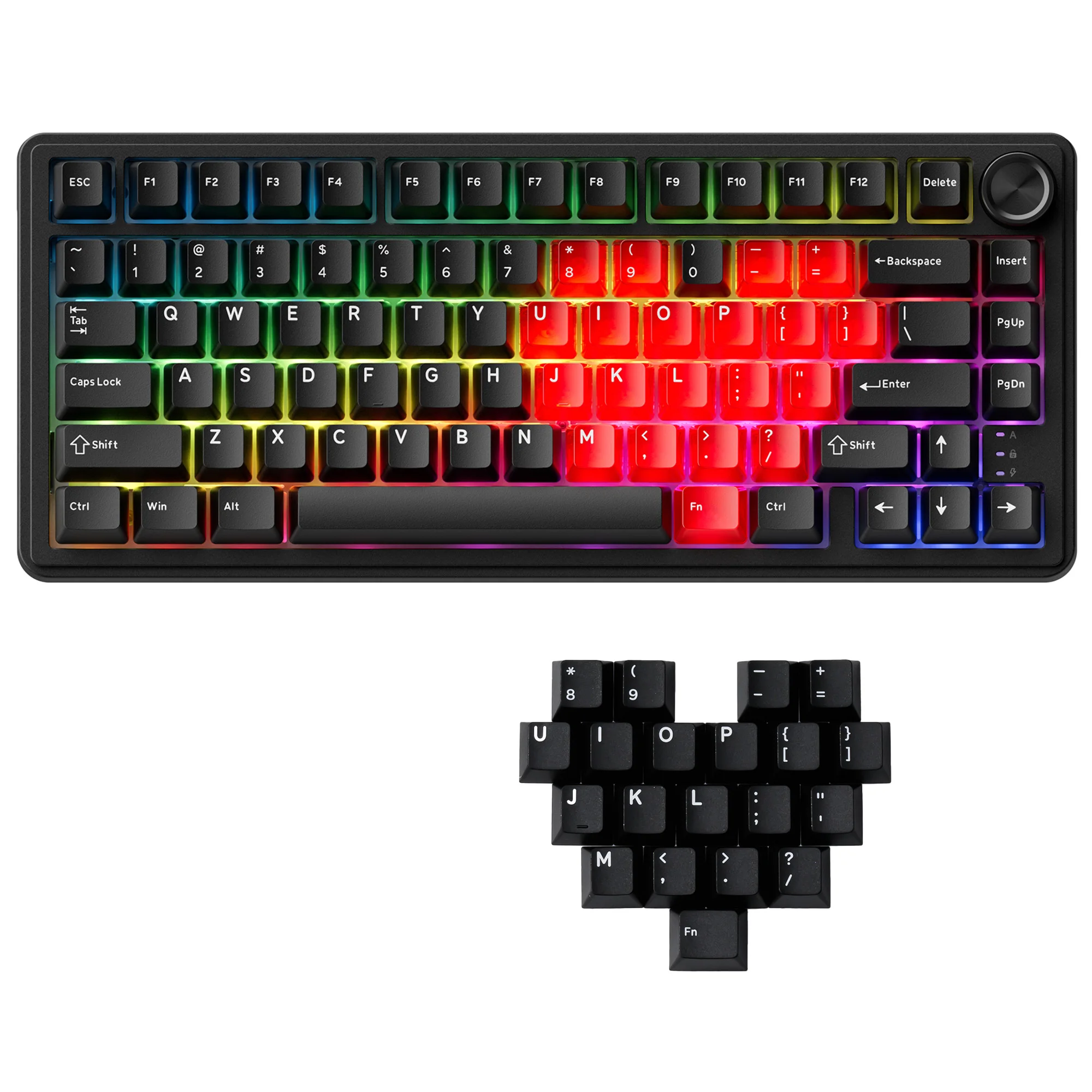 

XVX M75 Механическая беспроводная клавиатура Love Theme, трехрежимная черная клавиатура с RGB-подсветкой и прозрачными колпачками Love