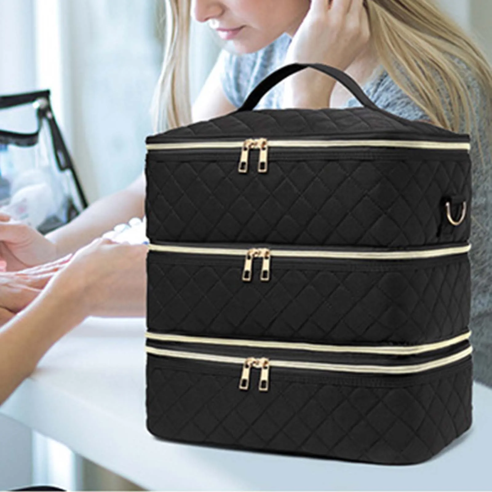 

Three Layer Nail Polish Storage Bag Travel Carrying Bag for Makup Perfume