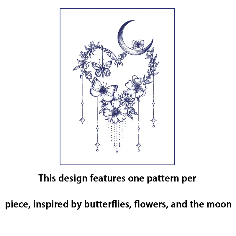 Adesivi temporanei per il petto della luna della farfalla della ghirlanda sexy Adesivi per tatuaggi alla moda con succo di erbe impermeabili e resistenti al sudore