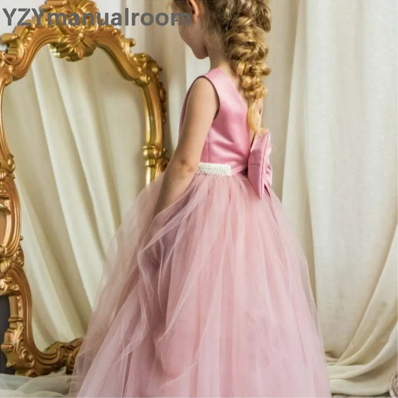 Robe de soirée d'anniversaire pour enfants, tenue de princesse à fleurs, pour mariage, élégante, soirée, Concert, Banquet, demoiselle d'honneur