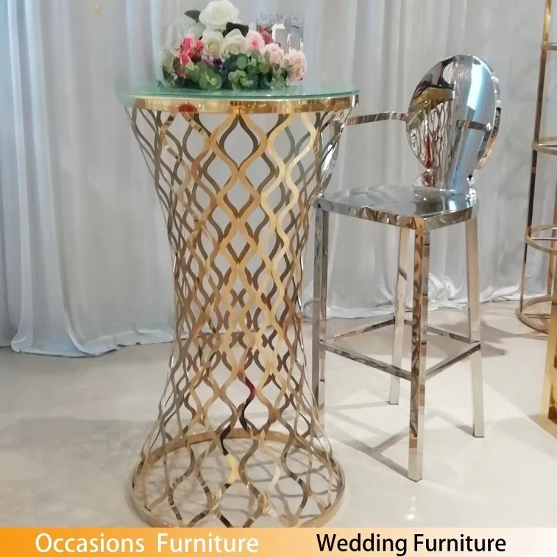 Golden Mesh Bar Table for Weddings and Events Elegant Cocktail Night Ball Party Decorations