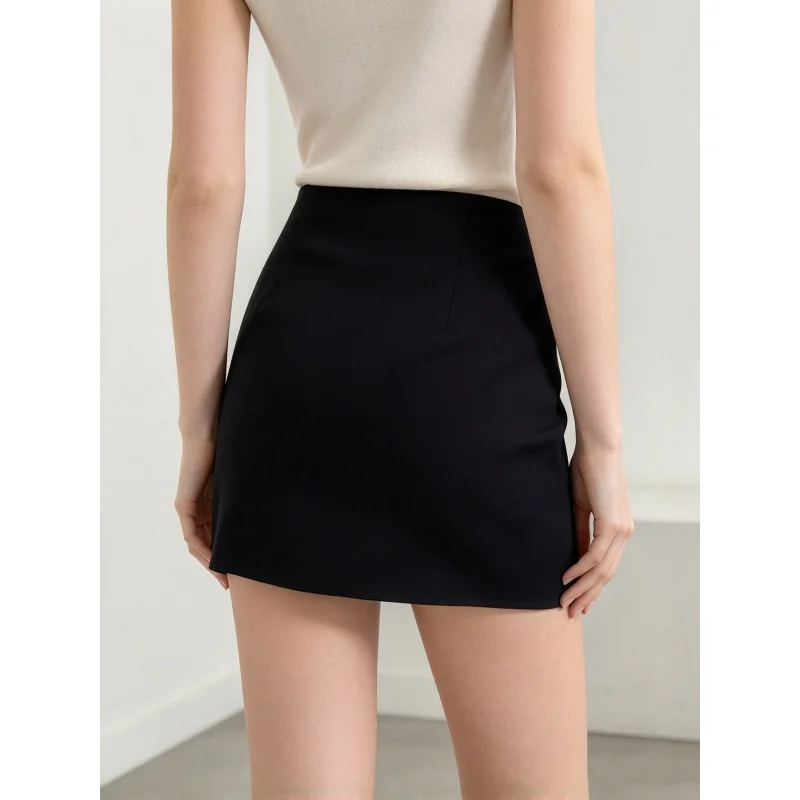 Women Solid Color Split Short Skirt High Waist Slim A Line Mini Skirt Casual Wear